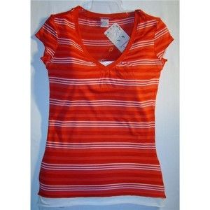 Union Bay Y2K Red & White Striped Cap Sleeve Fitted Mock SHIRT Juniors Sizes
